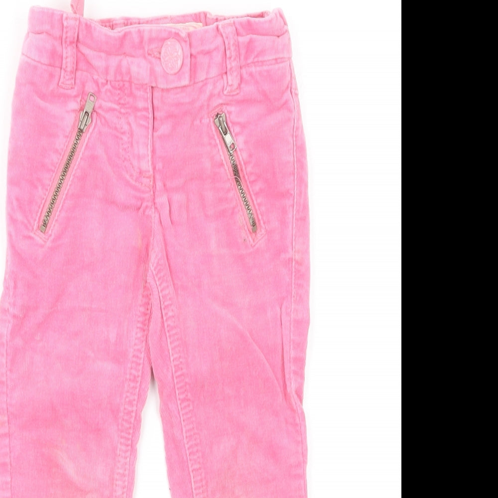 NEXT Girls Pink Cotton Capri Trousers Size 3 Years Regular Button