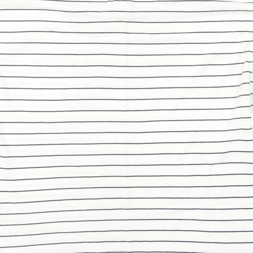 Springfield Womens White Striped Cotton Basic T-Shirt Size L Round Neck