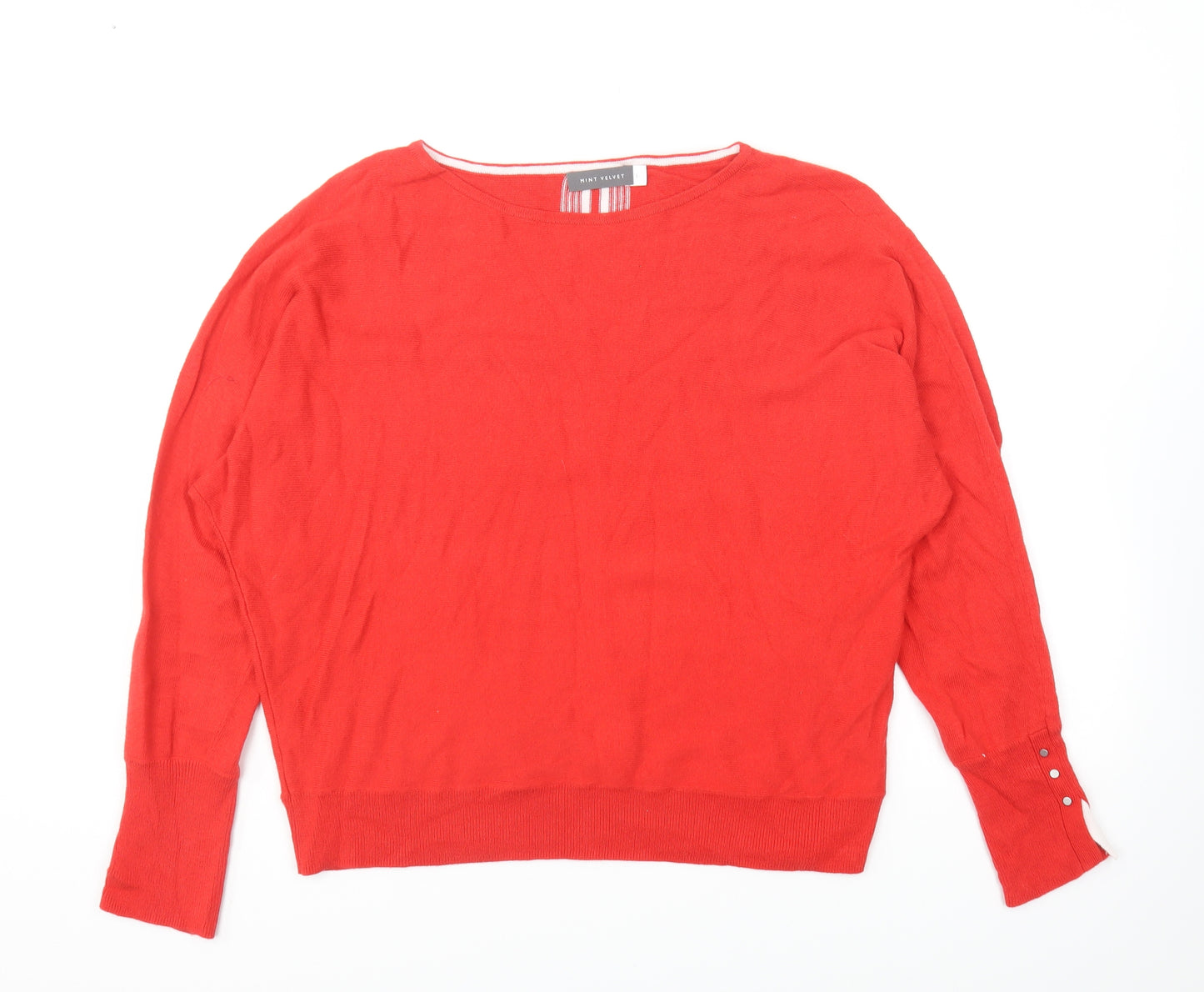 Mint Velvet Womens Red Round Neck Cotton Pullover Jumper Size L