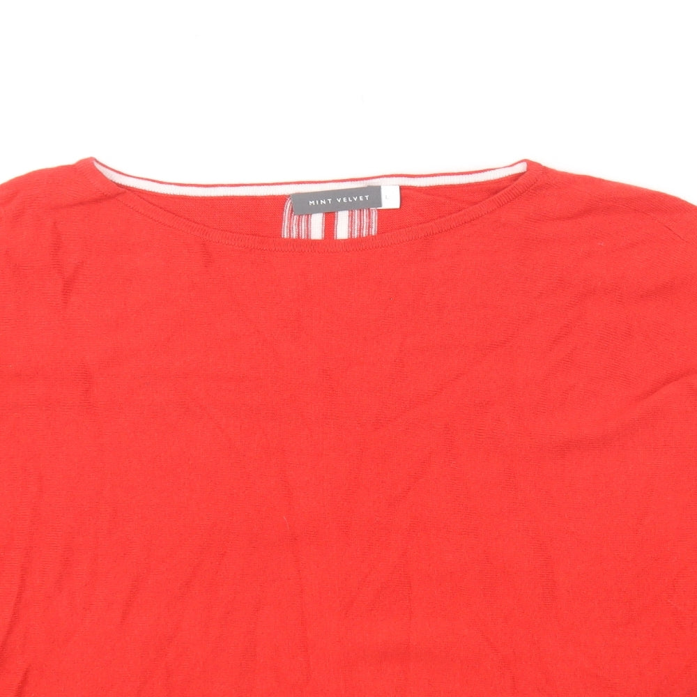 Mint Velvet Womens Red Round Neck Cotton Pullover Jumper Size L