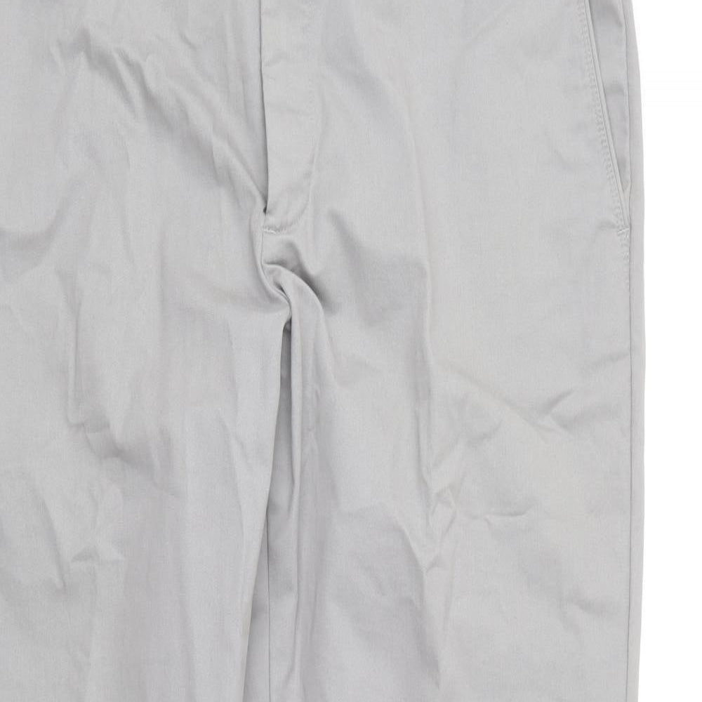 Marks and Spencer Mens Grey Cotton Trousers Size 36 in L31 in Regular Button