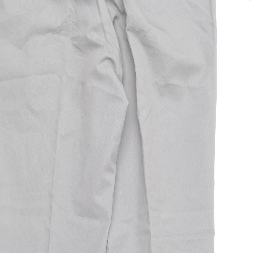 Marks and Spencer Mens Grey Cotton Trousers Size 36 in L31 in Regular Button