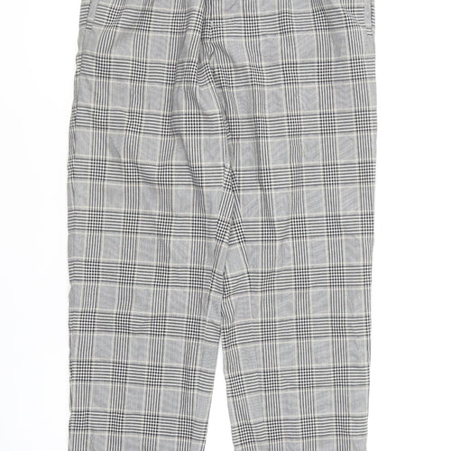 River Island Womens Grey Plaid Cotton Trousers Size 32 in L32 in Regular Hook & Loop