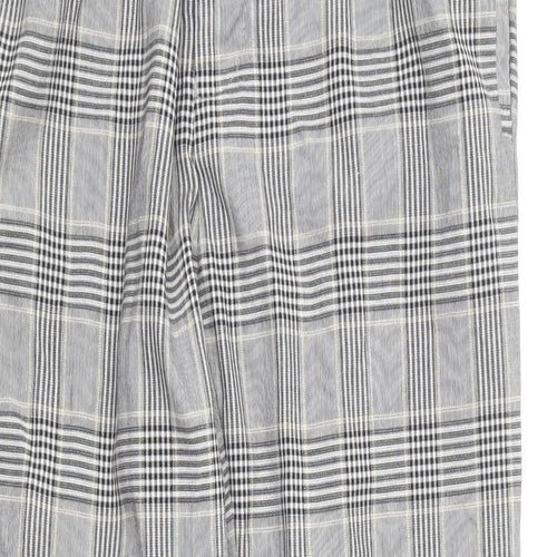 River Island Womens Grey Plaid Cotton Trousers Size 32 in L32 in Regular Hook & Loop