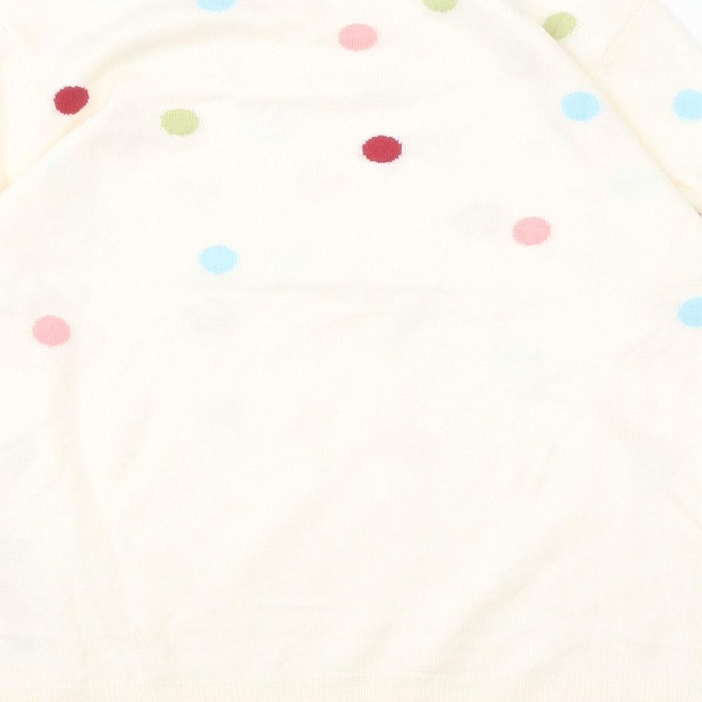 Marks and Spencer Womens Beige Round Neck Polka Dot Acrylic Pullover Jumper Size 10