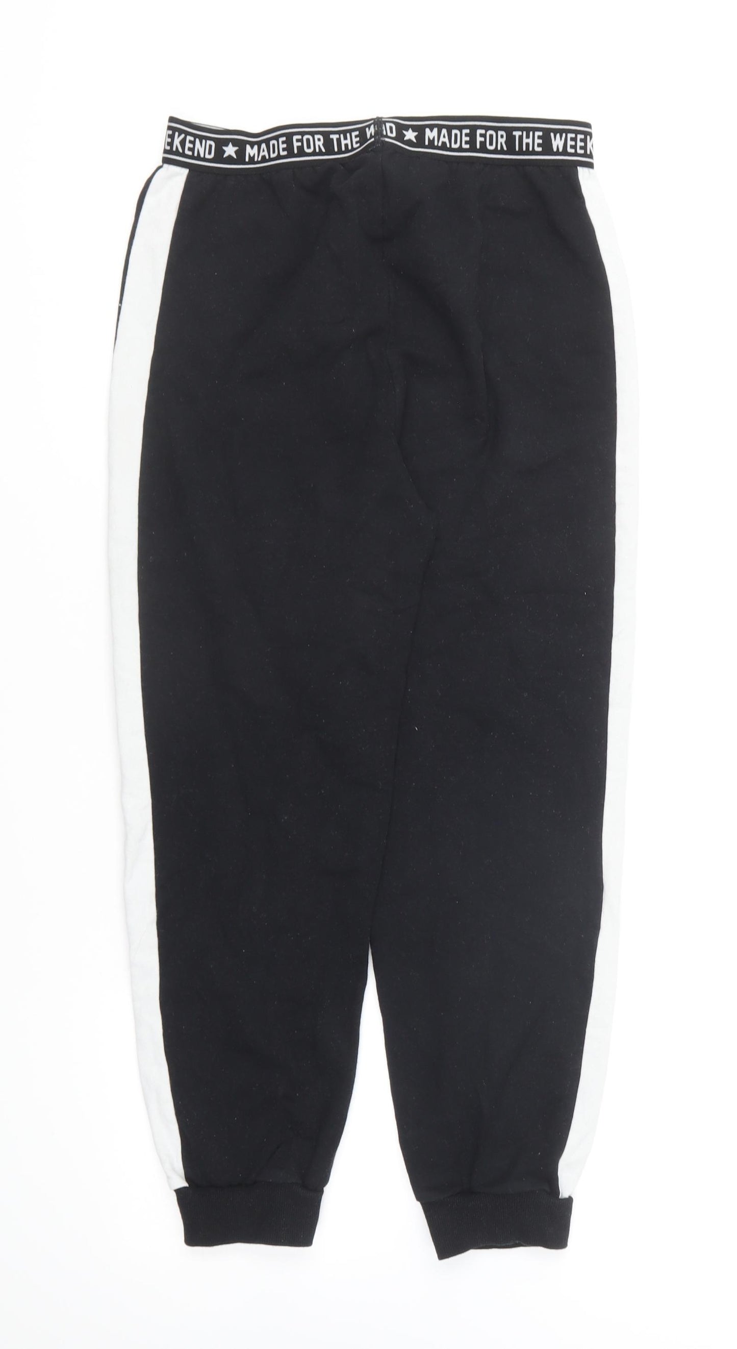 Marks and Spencer Girls Black Cotton Jogger Trousers Size 11-12 Years Regular Pullover - Made for the Weekend