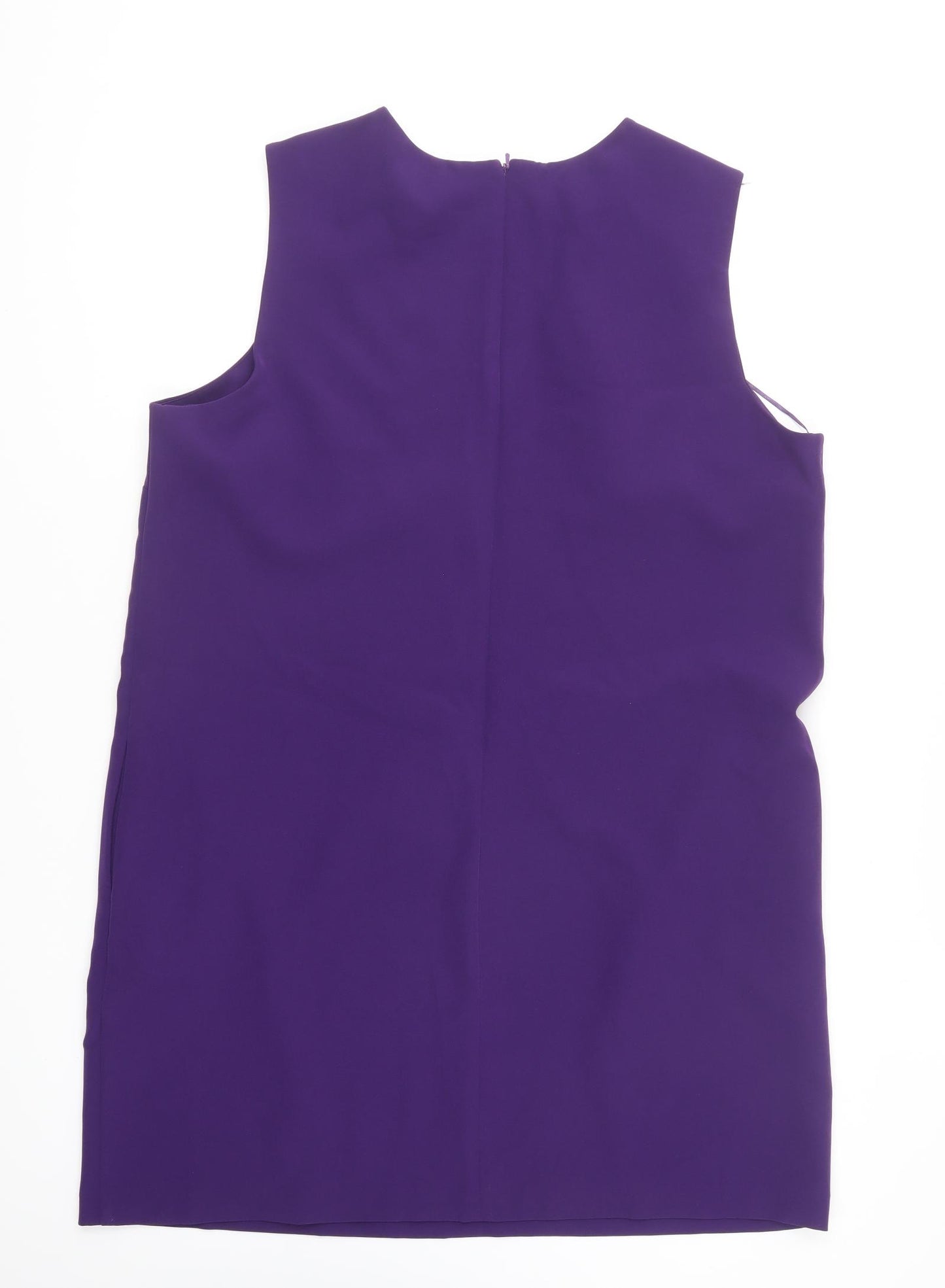 Dunnes Stores Womens Purple Polyester Shift Size 16 Round Neck Zip