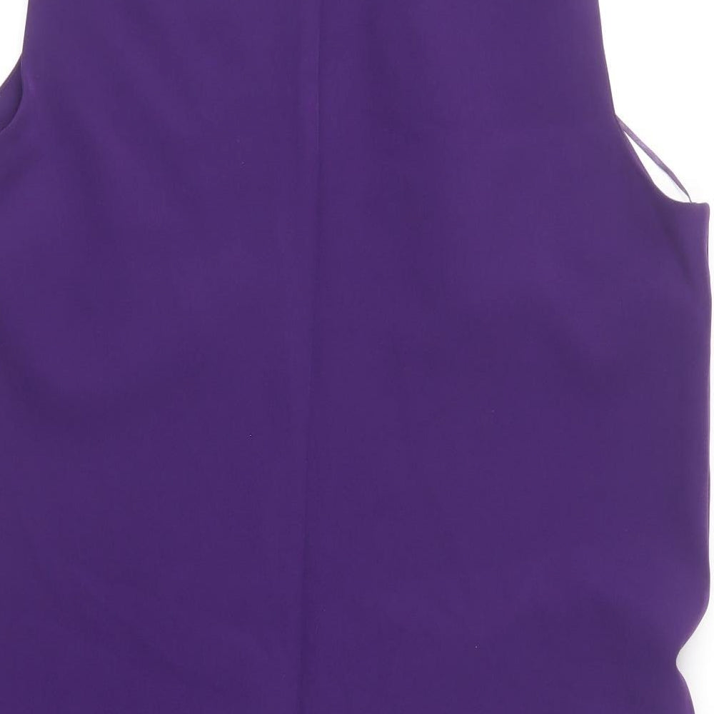 Dunnes Stores Womens Purple Polyester Shift Size 16 Round Neck Zip