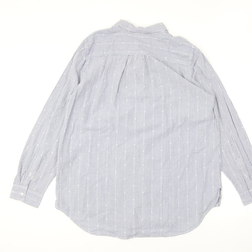 Tommy Hilfiger Mens Blue Striped Cotton Button-Up Size XL Collared Button