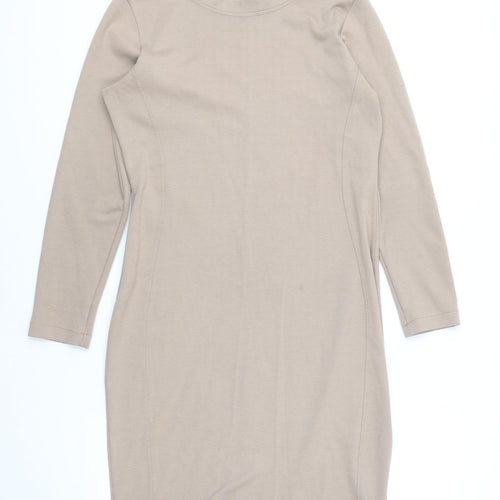 Futuro Fashion Womens Brown Cotton Bodycon Size 12 Round Neck Pullover