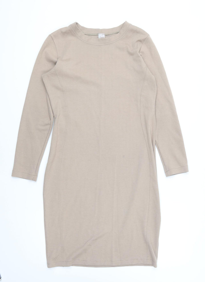 Futuro Fashion Womens Brown Cotton Bodycon Size 12 Round Neck Pullover