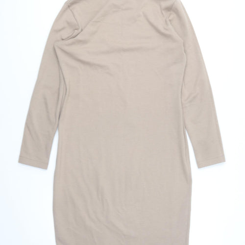 Futuro Fashion Womens Brown Cotton Bodycon Size 12 Round Neck Pullover