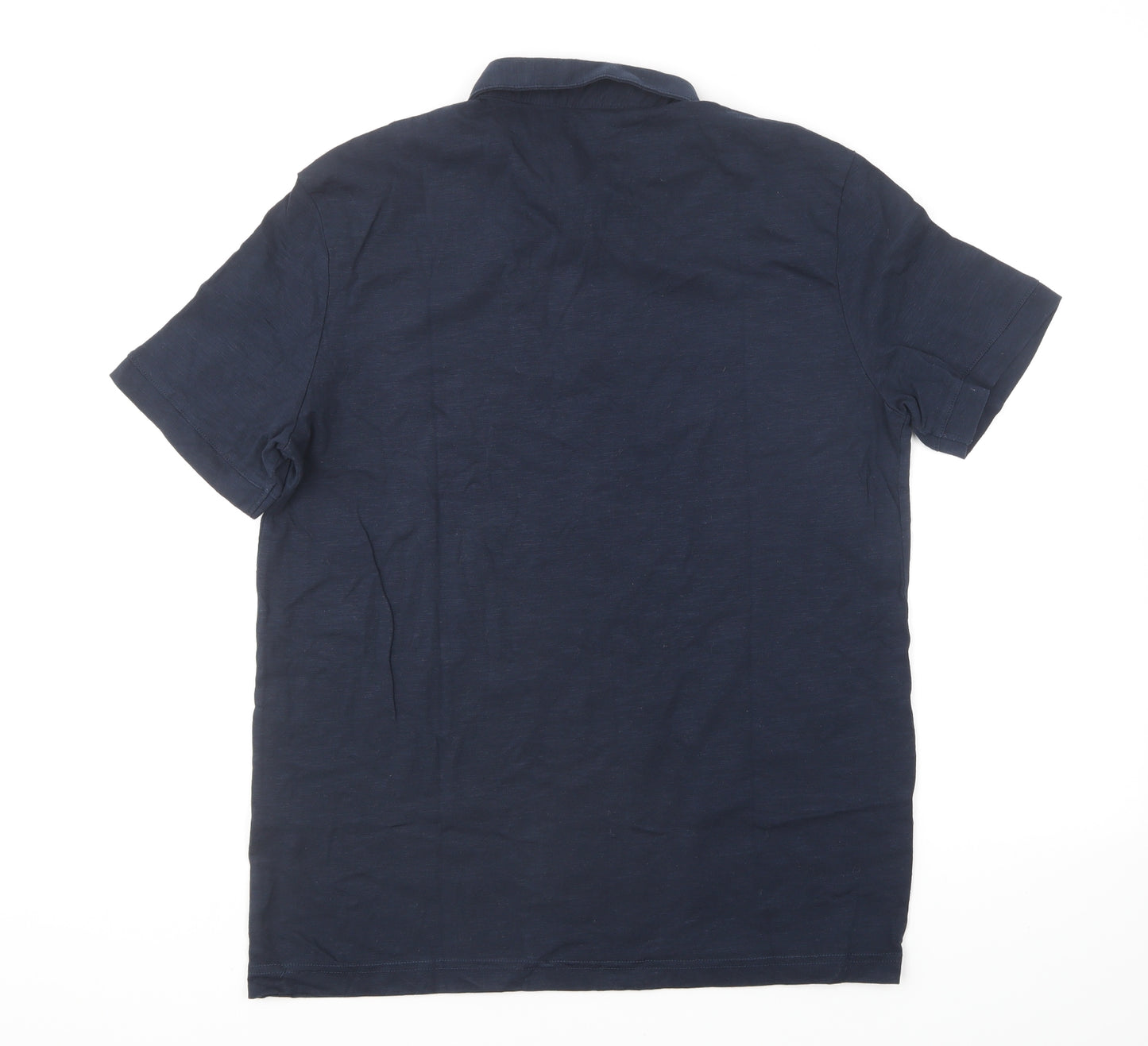 H&M Mens Blue Cotton Polo Size M Collared Pullover