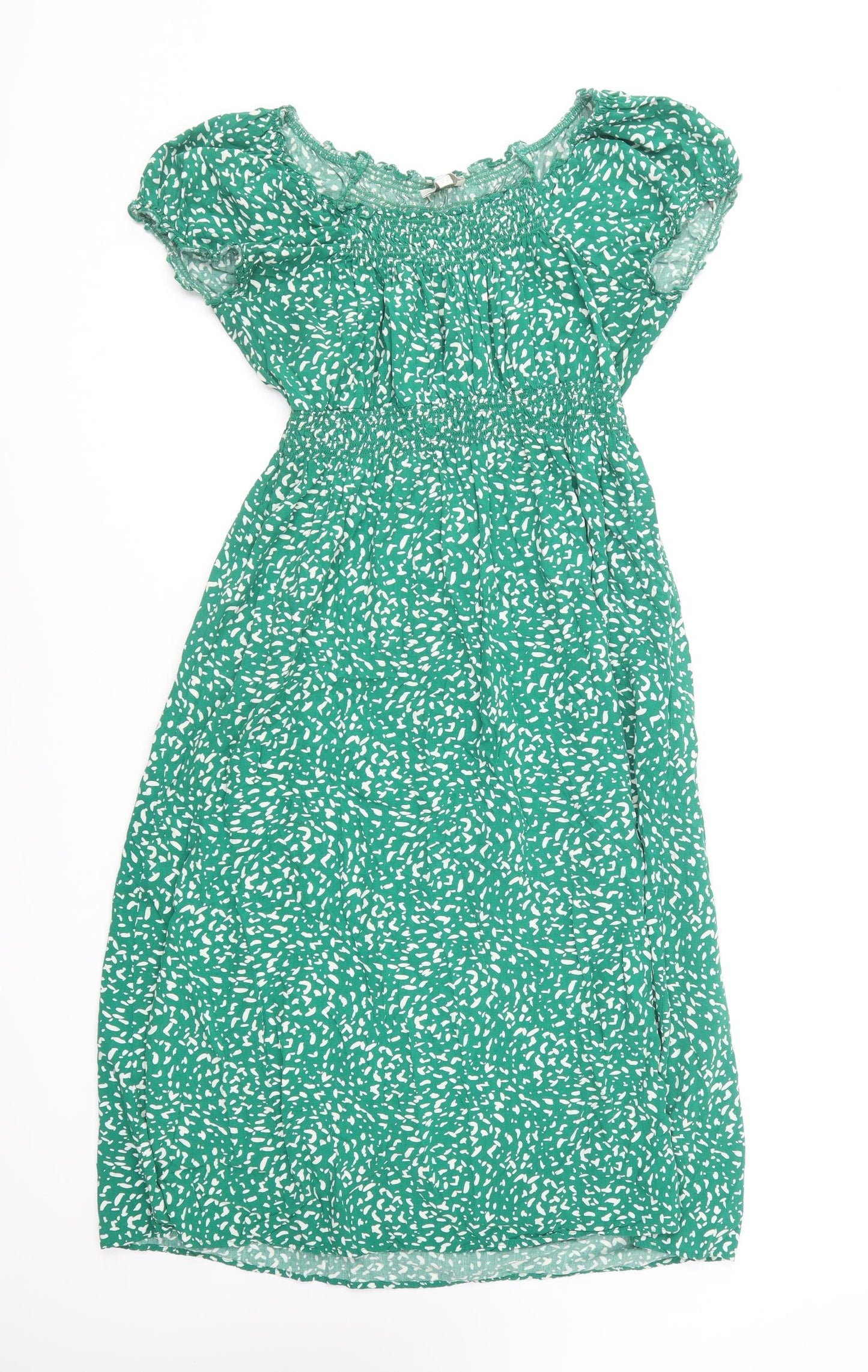 Apricot Womens Green Geometric Polyester Fit & Flare Size 14 Off the Shoulder Pullover