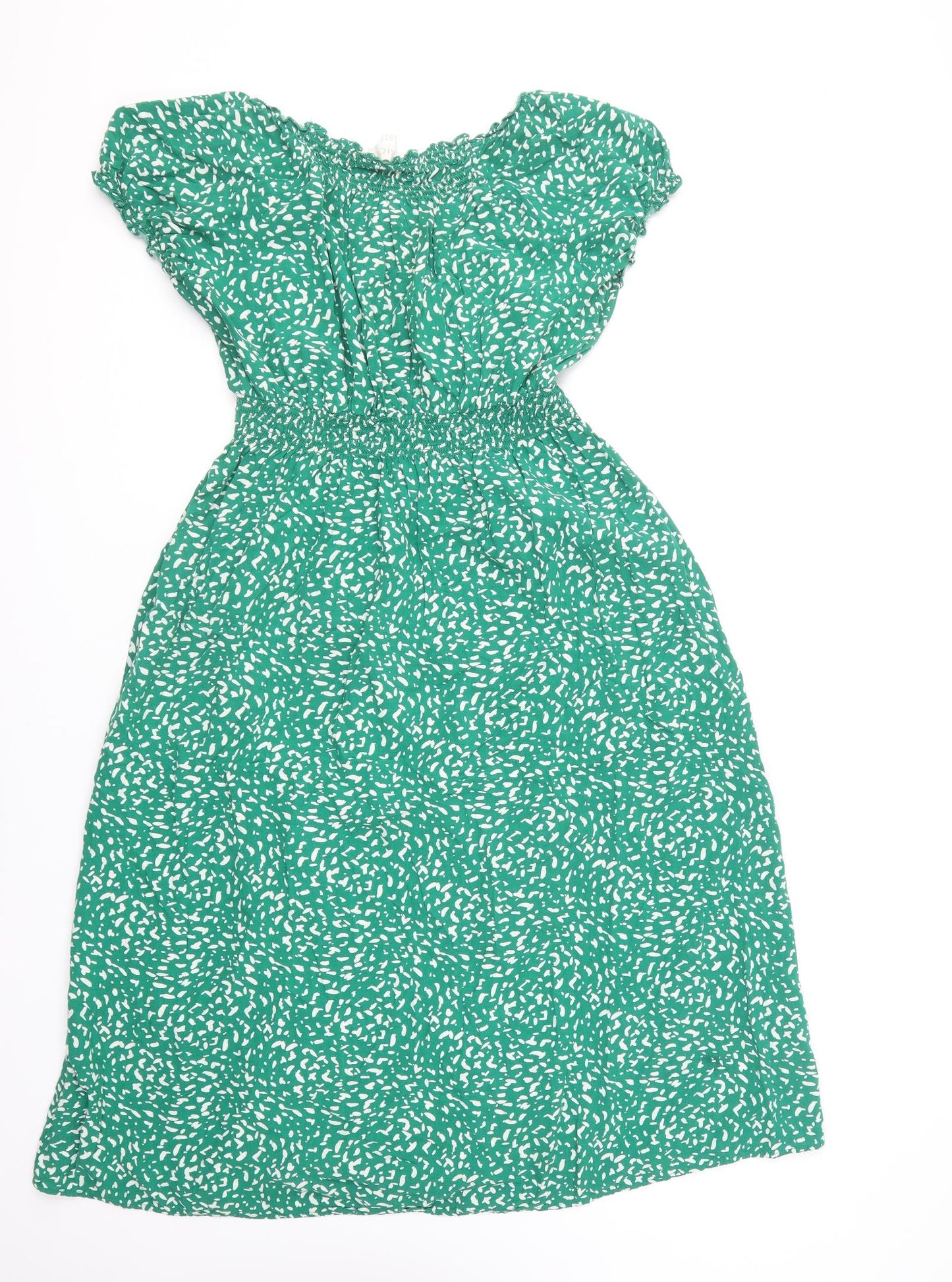 Apricot Womens Green Geometric Polyester Fit & Flare Size 14 Off the Shoulder Pullover