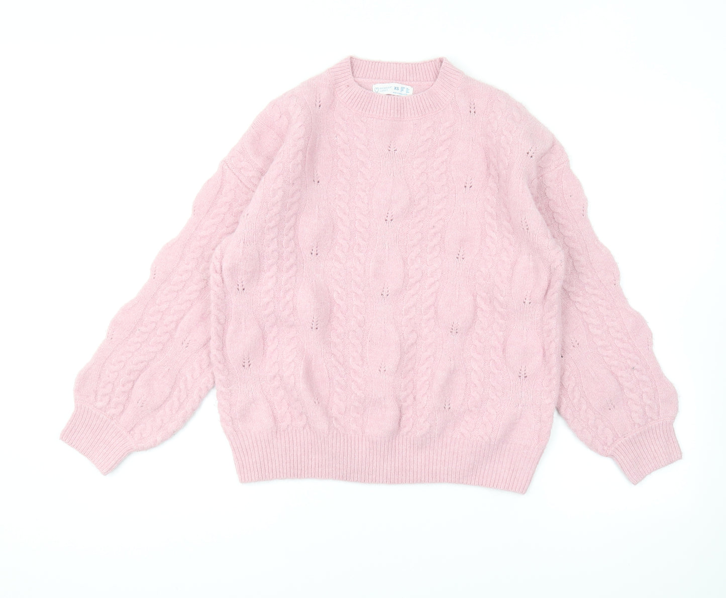 Primark Womens Pink Round Neck Polyester Pullover Jumper Size XS