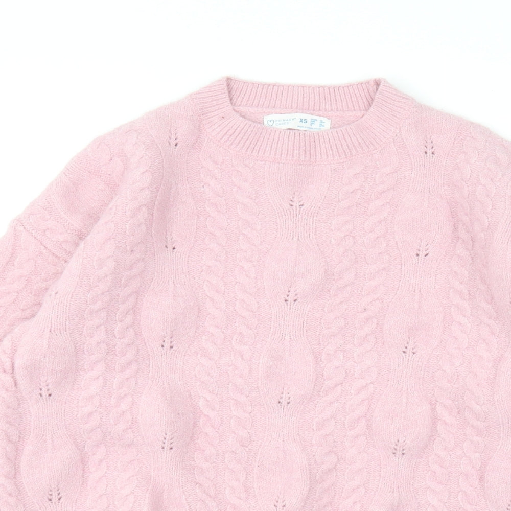 Primark Womens Pink Round Neck Polyester Pullover Jumper Size XS