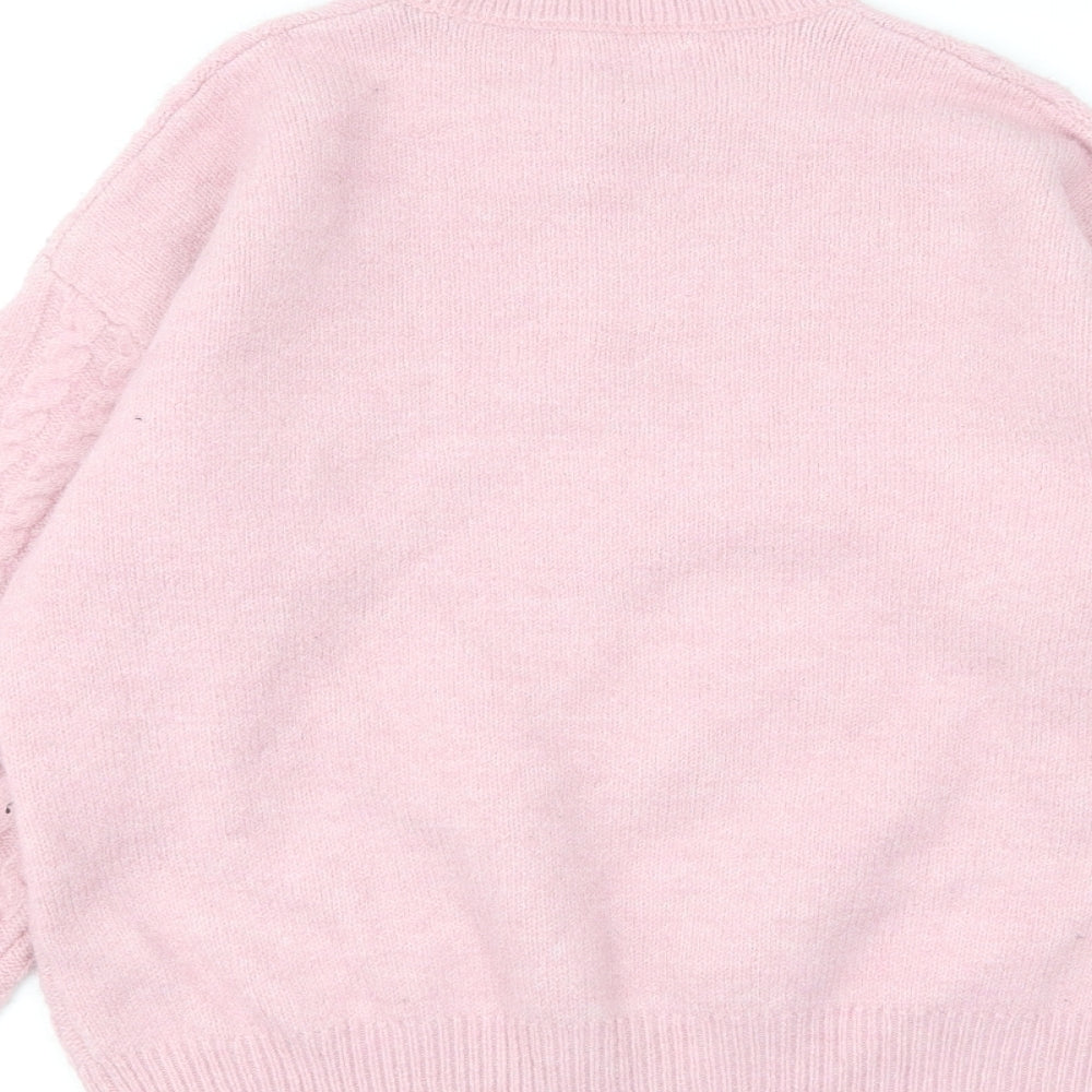 Primark Womens Pink Round Neck Polyester Pullover Jumper Size XS