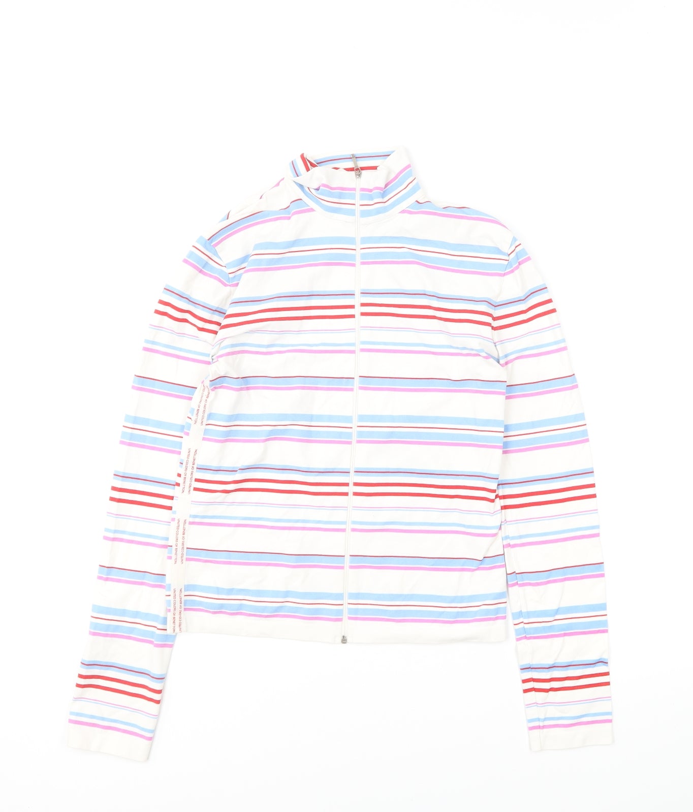 United Colors of Benetton Girls Multicoloured Striped Polyester Full Zip Sweatshirt Size 12-13 Years Zip