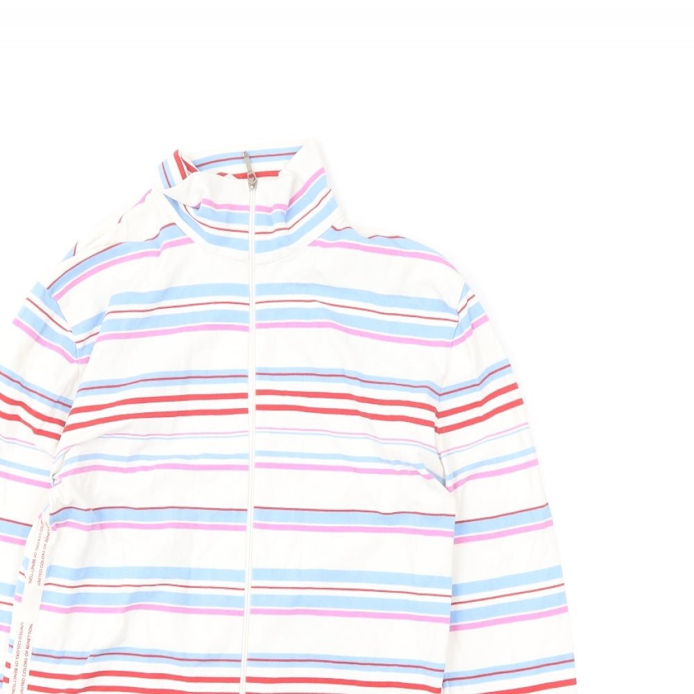 United Colors of Benetton Girls Multicoloured Striped Polyester Full Zip Sweatshirt Size 12-13 Years Zip