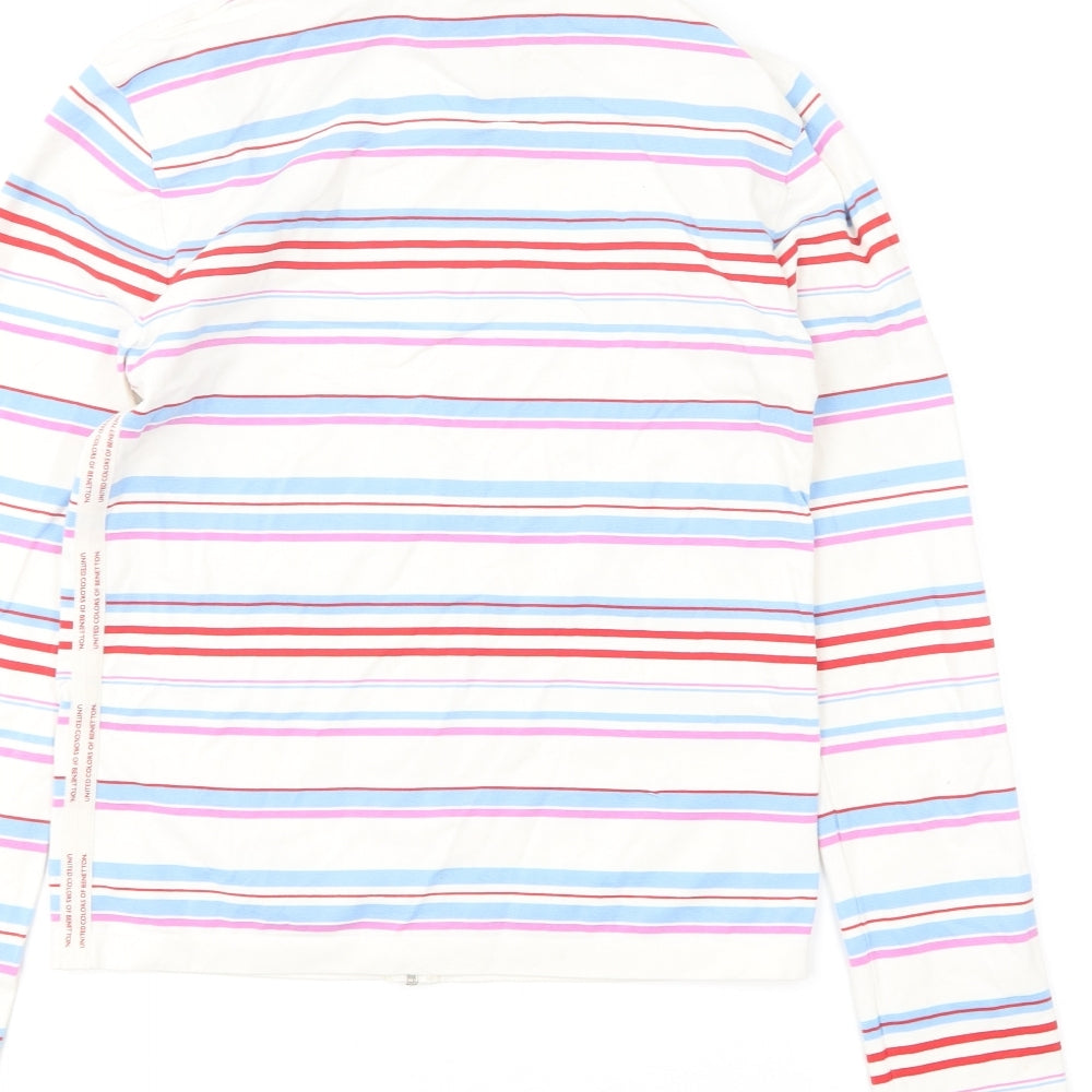 United Colors of Benetton Girls Multicoloured Striped Polyester Full Zip Sweatshirt Size 12-13 Years Zip