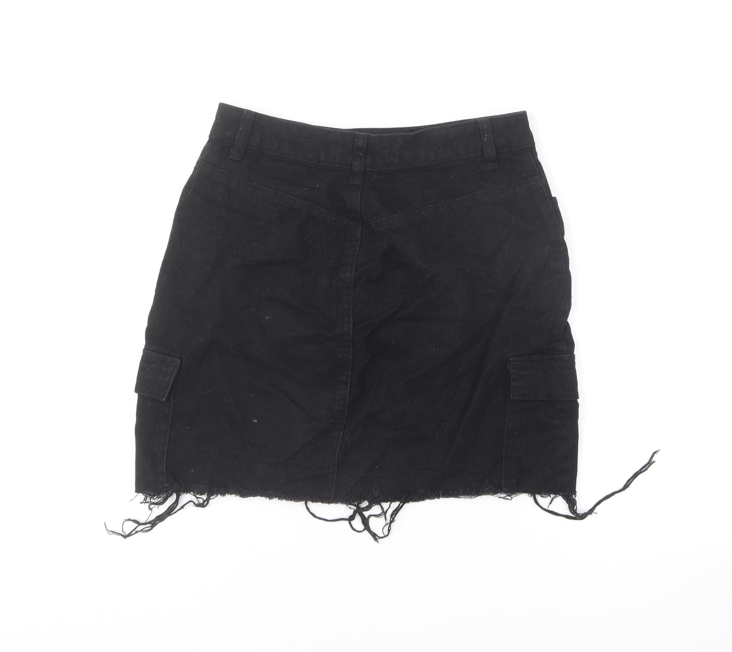 Denim & Co. Womens Black Polyester Mini Skirt Size 10 Button