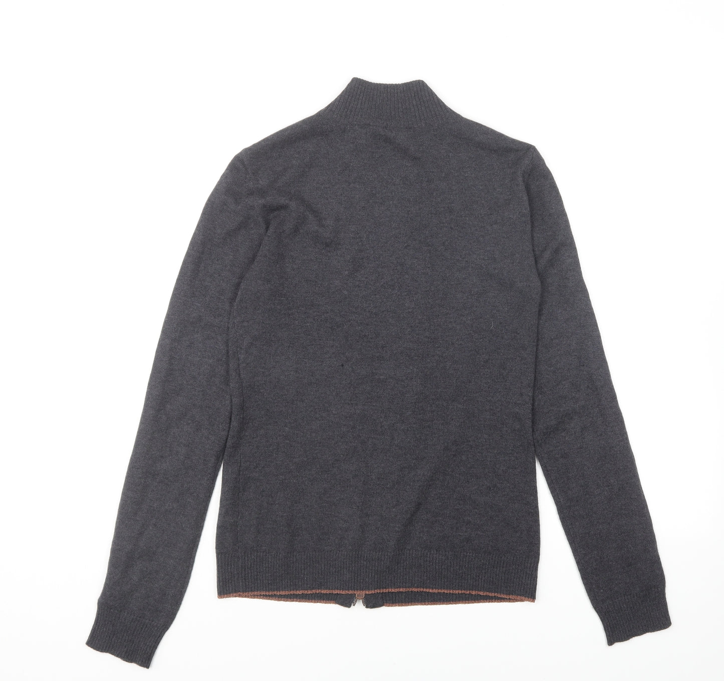 Marc Aurel Womens Grey Collared Acrylic Full Zip Jumper Size 6