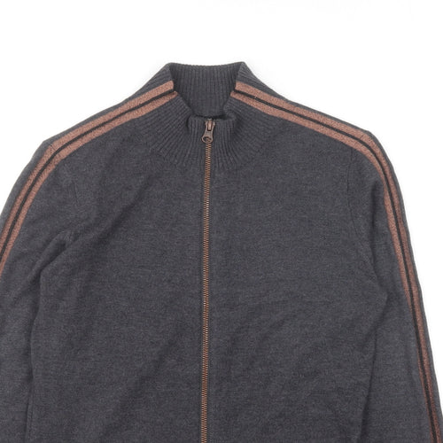Marc Aurel Womens Grey Collared Acrylic Full Zip Jumper Size 6