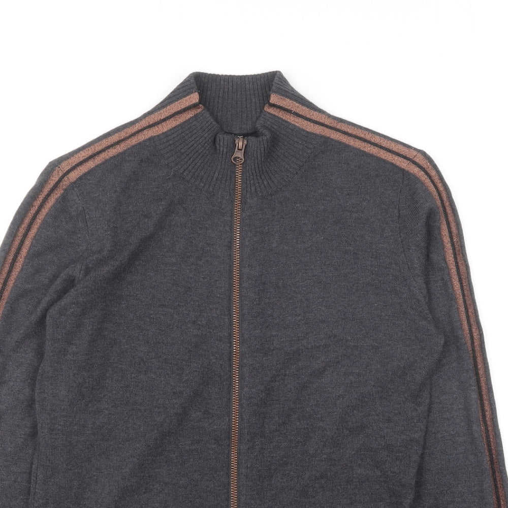Marc Aurel Womens Grey Collared Acrylic Full Zip Jumper Size 6