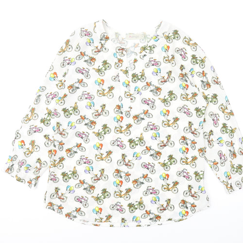 Hongo Womens Multicoloured Geometric Polyester Basic Blouse Size 12 V-Neck - Bikes