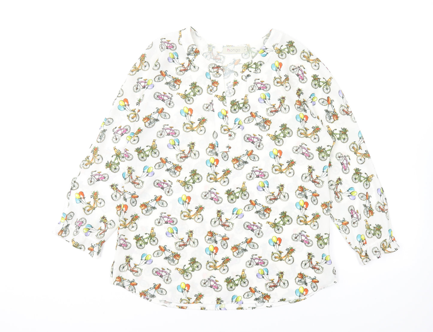 Hongo Womens Multicoloured Geometric Polyester Basic Blouse Size 12 V-Neck - Bikes