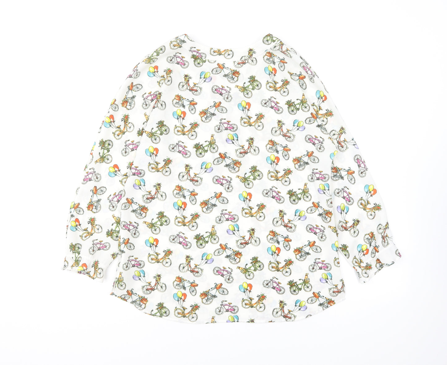 Hongo Womens Multicoloured Geometric Polyester Basic Blouse Size 12 V-Neck - Bikes