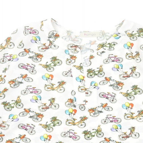 Hongo Womens Multicoloured Geometric Polyester Basic Blouse Size 12 V-Neck - Bikes
