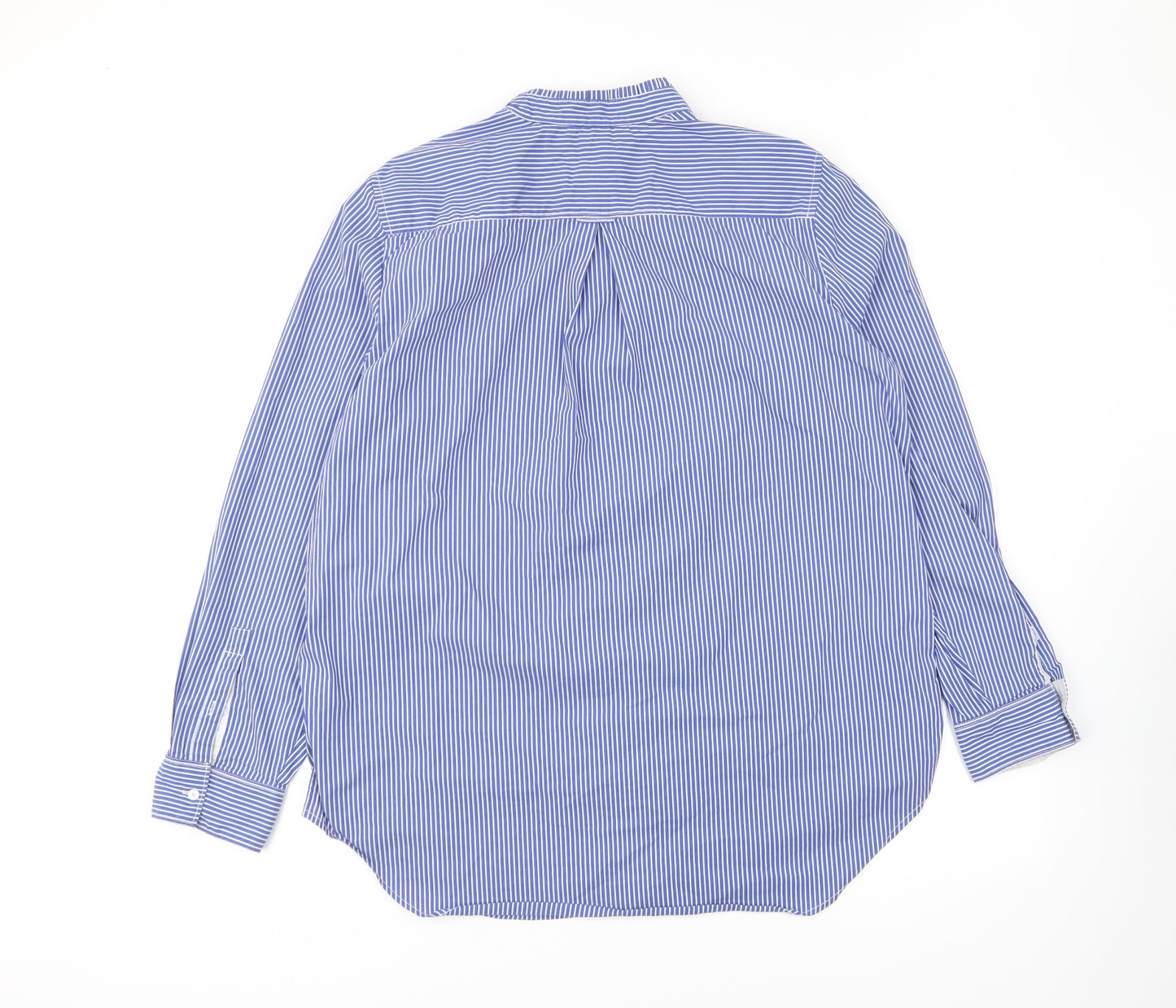 Tommy Hilfiger Mens Blue Striped Cotton Button-Up Size XL Mock Neck Button