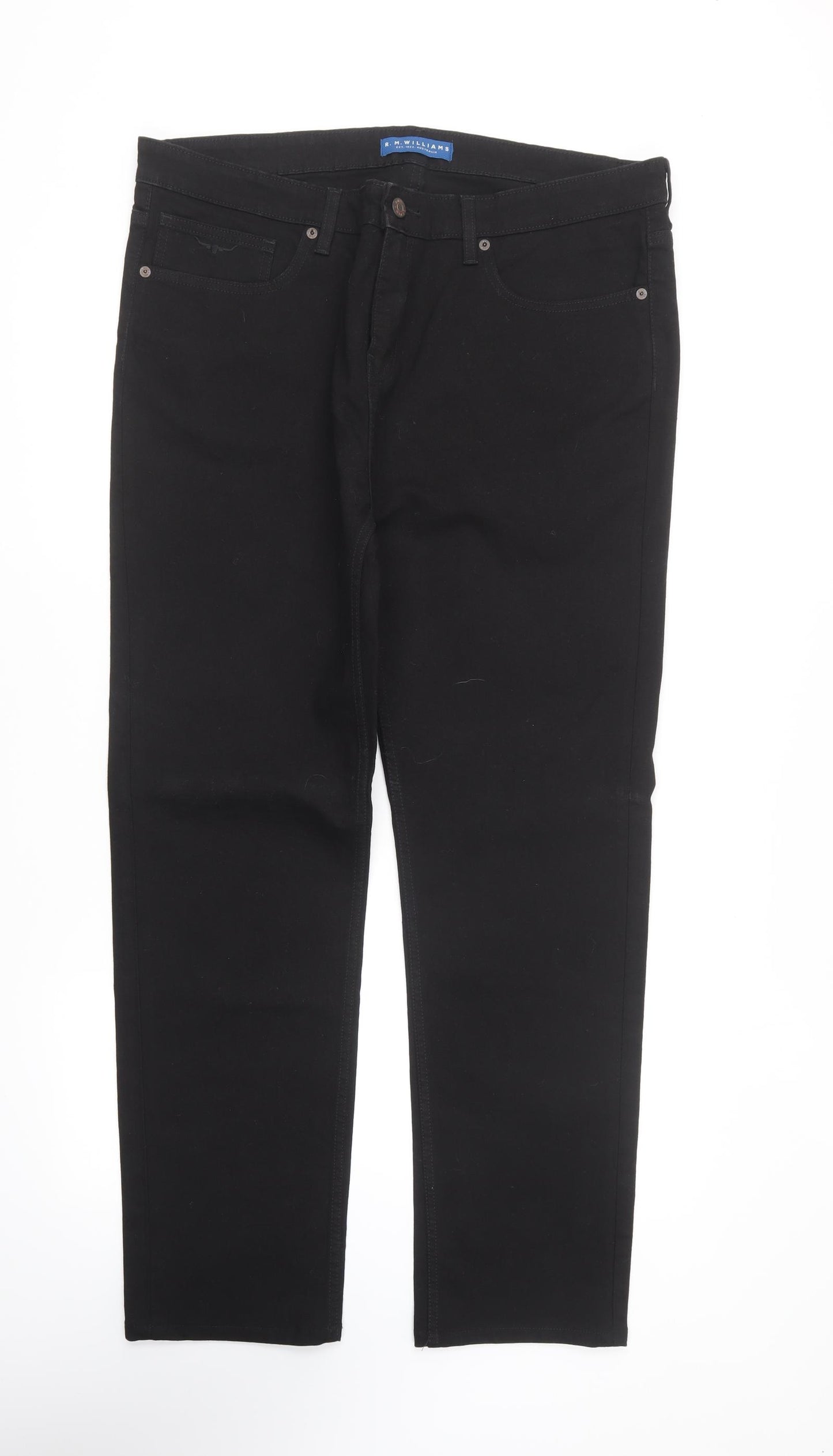 R.M. Williams Womens Black Cotton Straight Jeans Size 38 in L32 in Regular Button