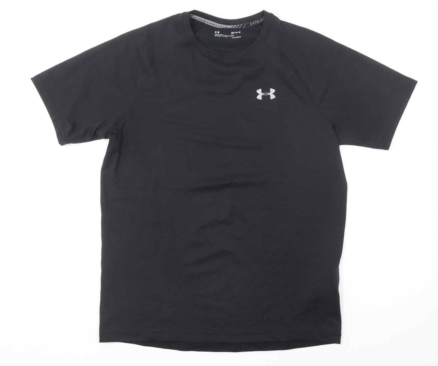 Under armour Mens Black Polyester Basic T-Shirt Size M Round Neck Pullover