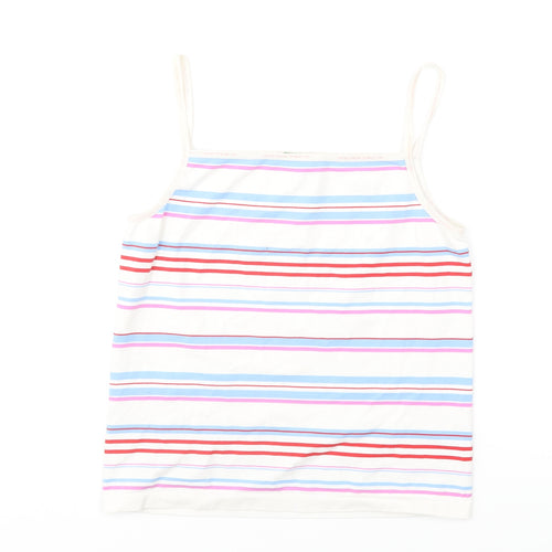 United Colors of Benetton Womens Multicoloured Striped Polyamide Camisole T-Shirt Size M Square Neck