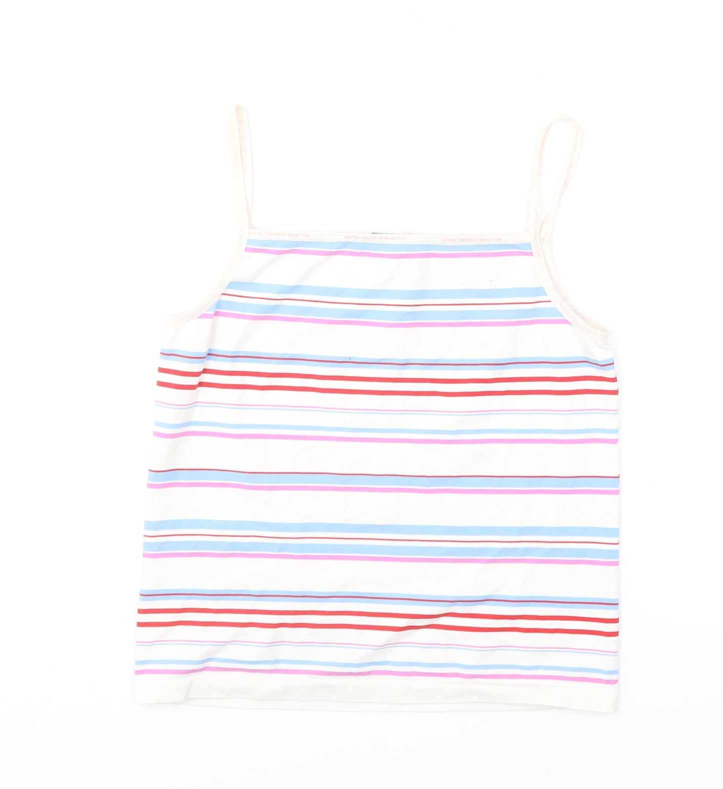 United Colors of Benetton Womens Multicoloured Striped Polyamide Camisole T-Shirt Size M Square Neck