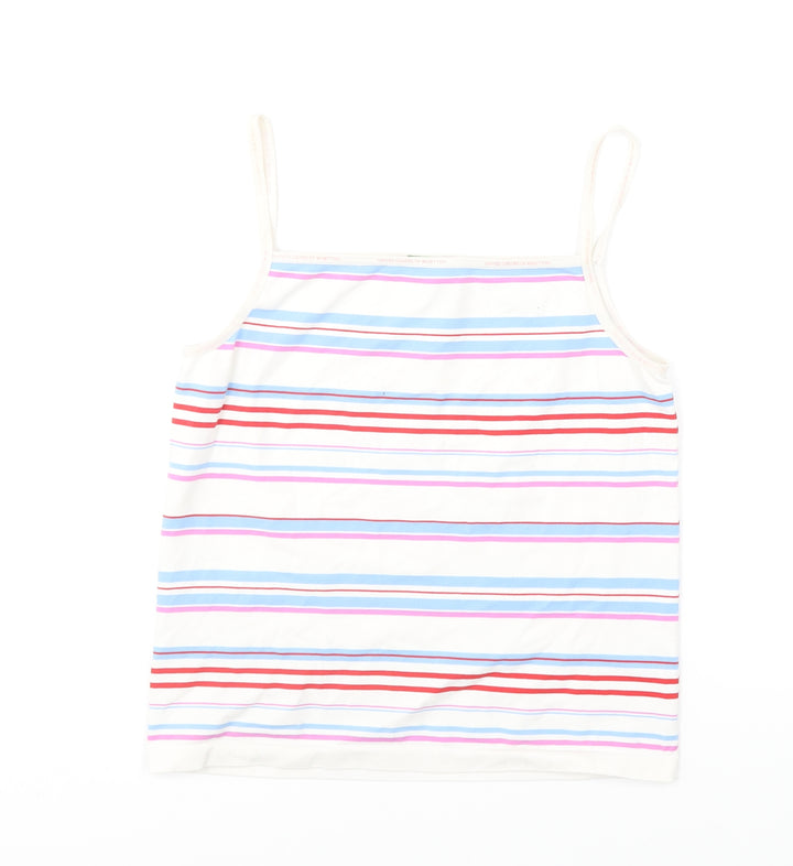 United Colors of Benetton Womens Multicoloured Striped Polyamide Camisole T-Shirt Size M Square Neck