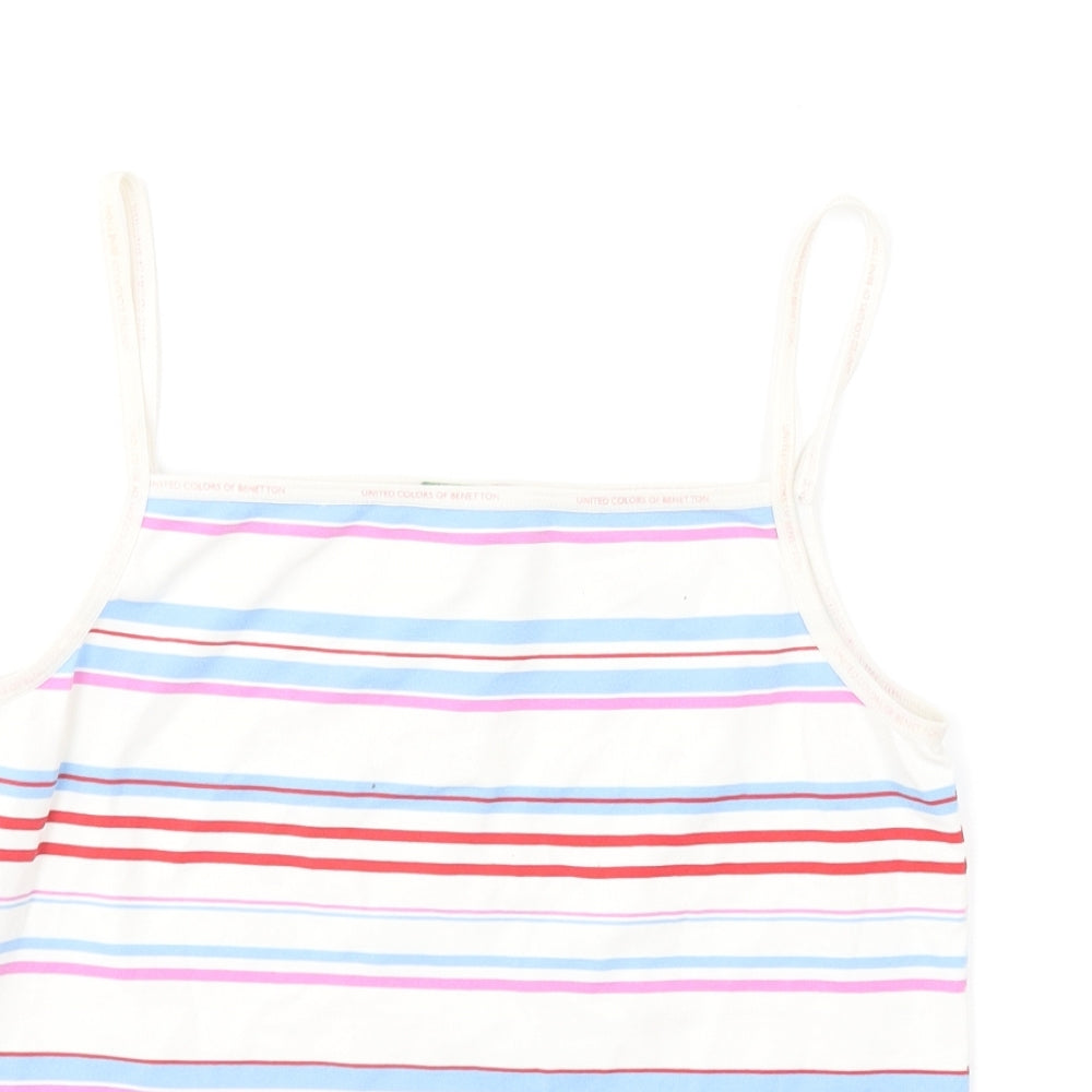 United Colors of Benetton Womens Multicoloured Striped Polyamide Camisole T-Shirt Size M Square Neck