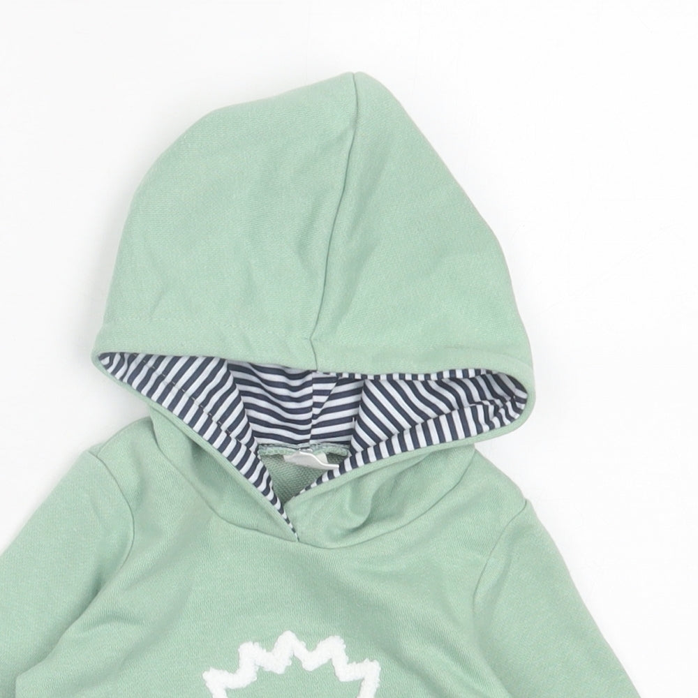 SheIn Boys Green Cotton Basic Casual Size 6-9 Months Crew Neck Pullover - Hedgehog