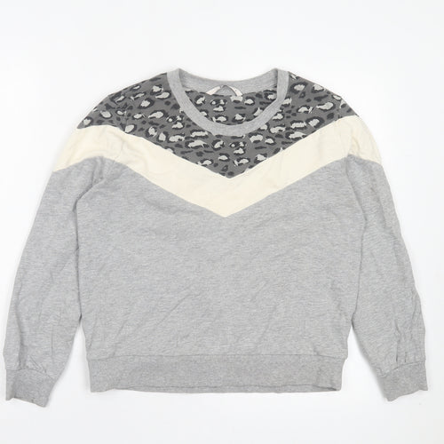 TU Womens Grey Animal Print Cotton Pullover Sweatshirt Size 8 Pullover