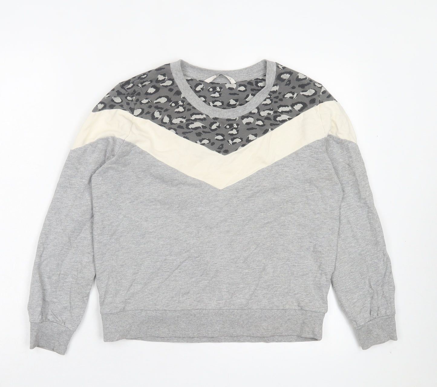 TU Womens Grey Animal Print Cotton Pullover Sweatshirt Size 8 Pullover