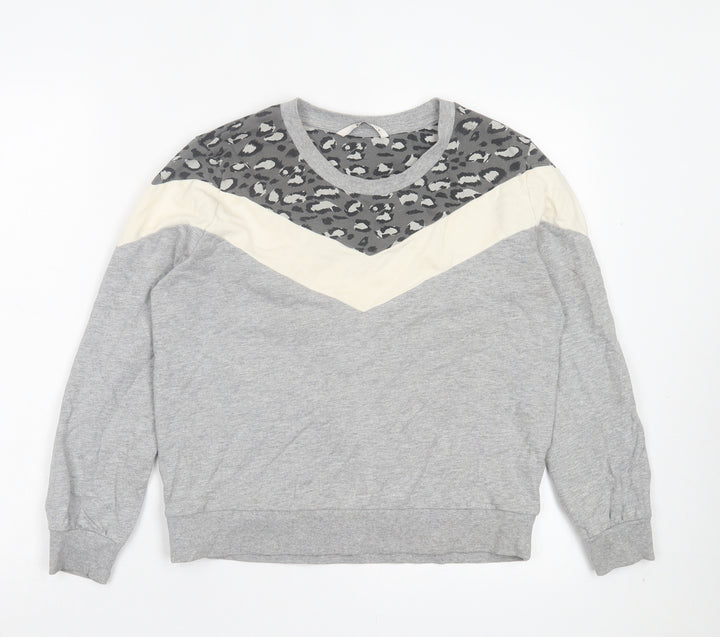 TU Womens Grey Animal Print Cotton Pullover Sweatshirt Size 8 Pullover