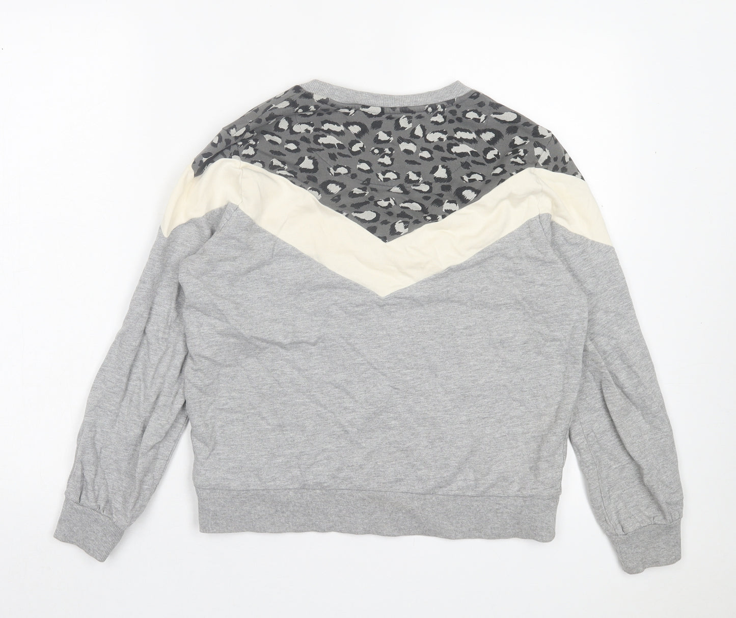 TU Womens Grey Animal Print Cotton Pullover Sweatshirt Size 8 Pullover