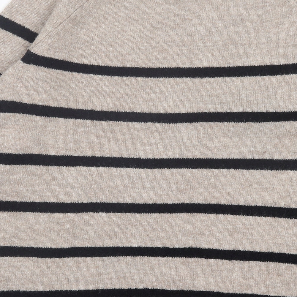 New Look Womens Brown Crew Neck Striped Acrylic Pullover Jumper Size M