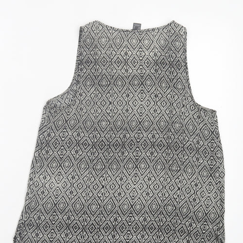 Primark Womens Black Argyle/Diamond Polyester Basic Tank Size 8 Crew Neck