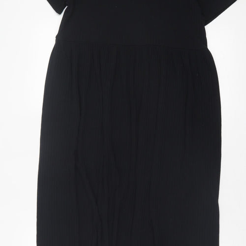 New Look Womens Black Polyester A-Line Size 8 Crew Neck Pullover - Ribbed Fabric