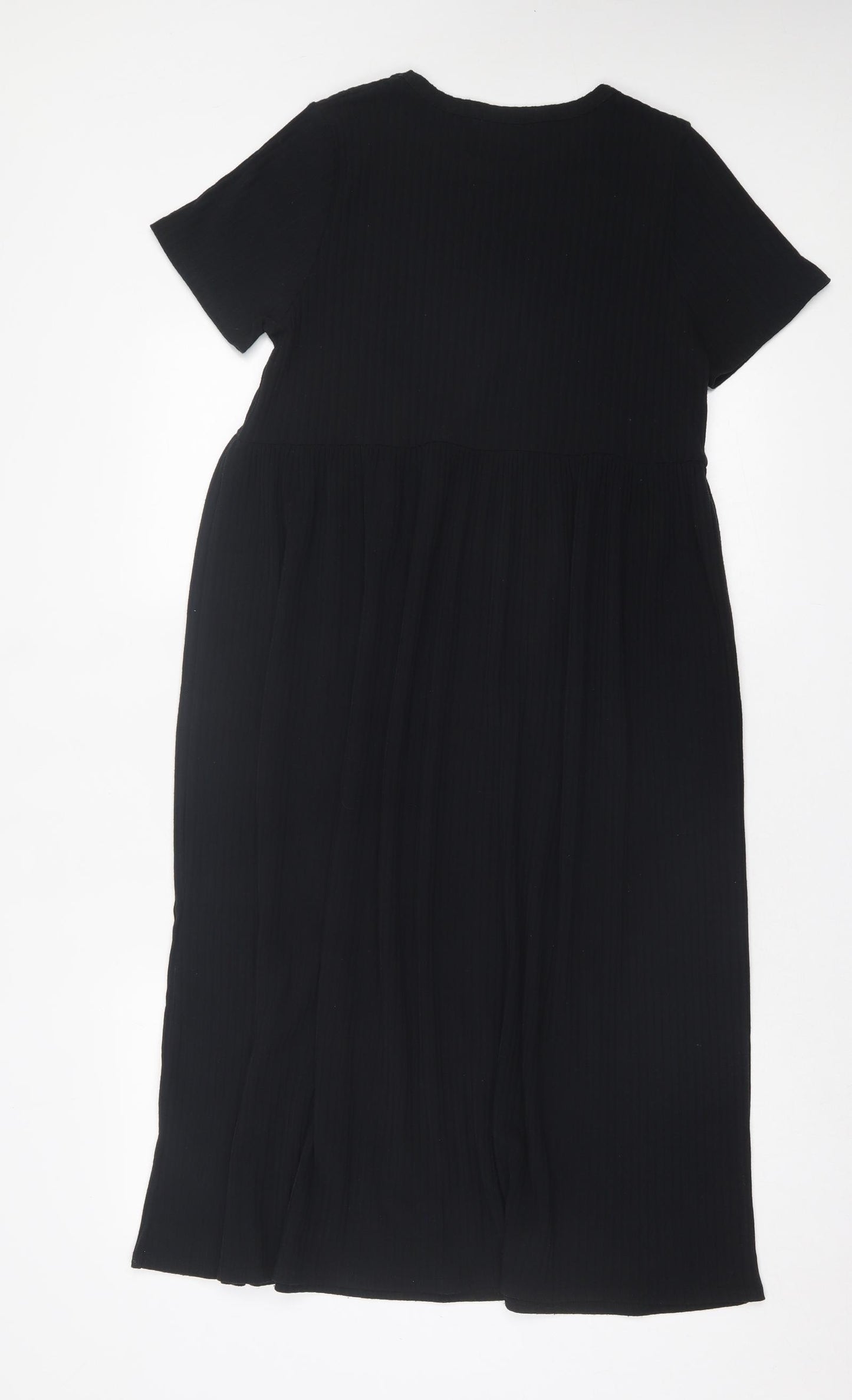 New Look Womens Black Polyester A-Line Size 8 Crew Neck Pullover - Ribbed Fabric