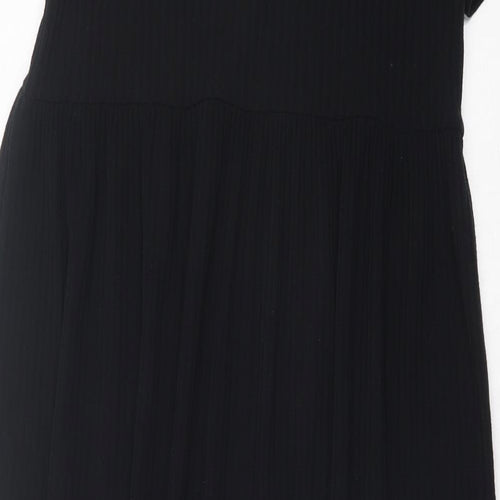 New Look Womens Black Polyester A-Line Size 8 Crew Neck Pullover - Ribbed Fabric